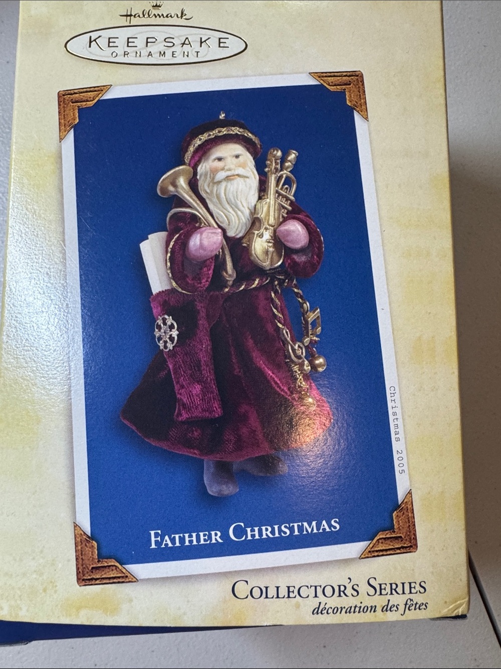 Hallmark Father Christmas 2005 Ornament - Burgundy, Gold & Pink Accents